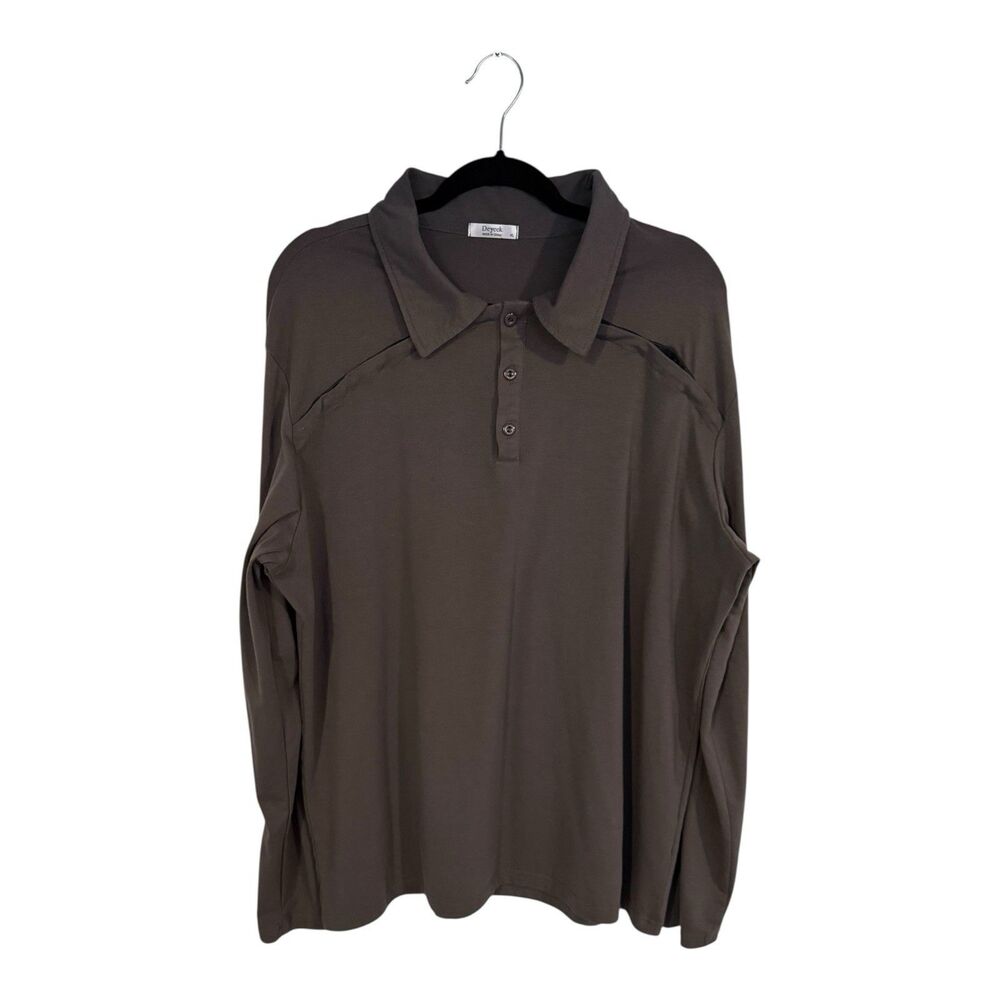 Deyeek Men patient Polo Shirt Long Sleeve Lightweight Gray Large XL
